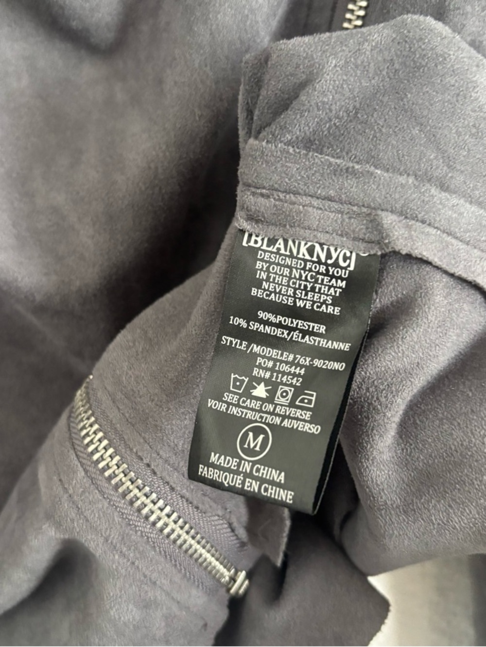 Blank NYC Women's Size Medium Gray Asymmetrical Drape Faux Suede Jacket - Picture 2 of 4